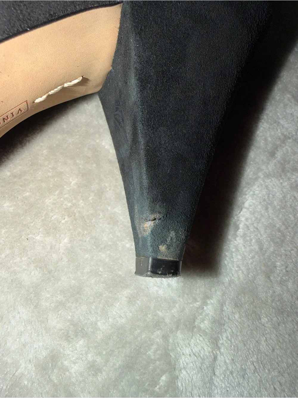 Vince Camuto Black Suede Paelinna Slingback Peep Toe Cone Heels Size 9